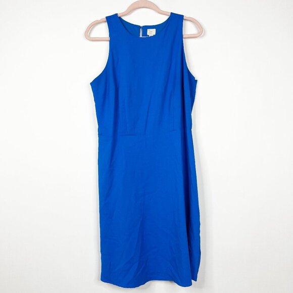 2/$30 a new day Tank Sheath Dress Midi Back Zip Scoop Neck Blue Large #8860 - Picture 1 of 8